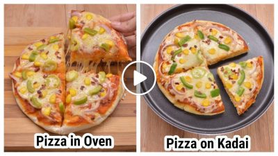 Veg Pizza Recipe Without Oven, with oven | market style veg pizza | Dominos style kadai pizza